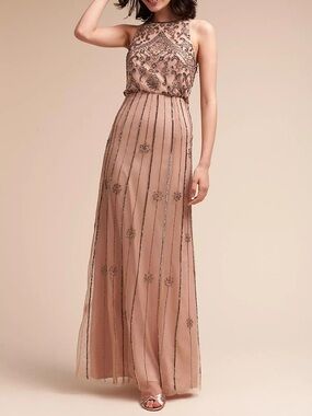 Anthropologie BHLDN Amada Beaded Maxi Dress Size 6